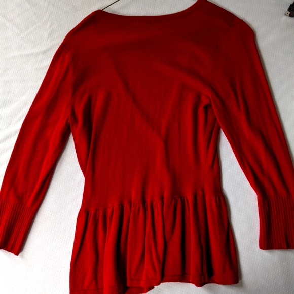 Merona Red Knit Button Up Sweater with Ruffle Trim Size M - Picture 4 of 5